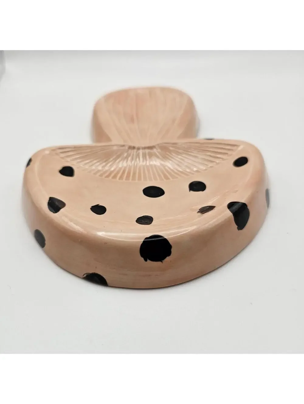 Vintage Handmade Mushroom Spoon Rest Cottagecore Ceramic Trinket Tray Pottery